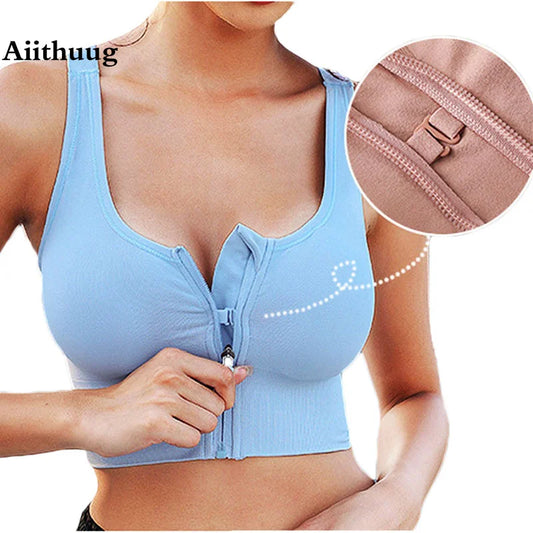 Zipper Hook Gym Bra