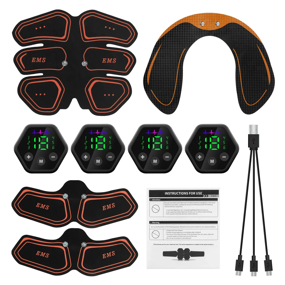 Muscle Stimulator EMS Abdominal Hip Trainer LCD Display Toner USB Abs Fitness Training  Home Gym Body Slimming Waist Trainer