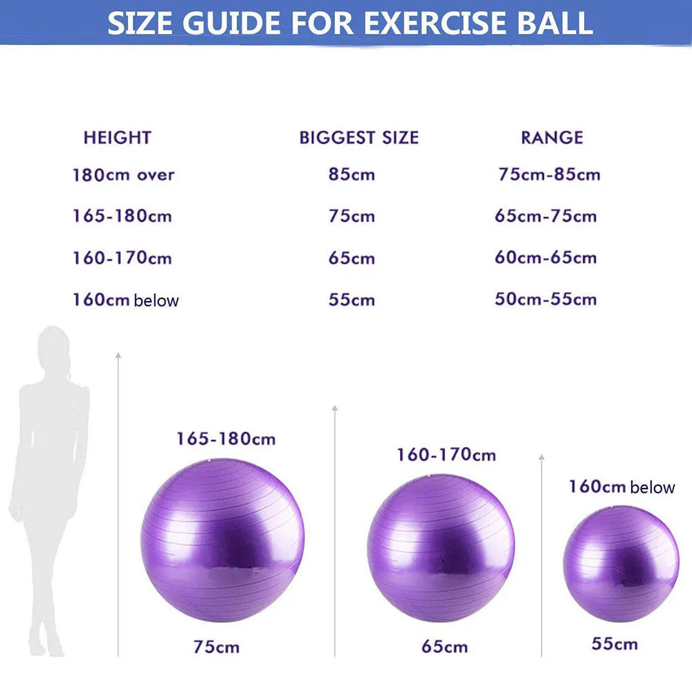 Sports Yoga Balls Balance Bola Pilates Fitness Ball with Pump Anti-Burst & Anti-Slip Gym Exercise Workout Body Building Massage