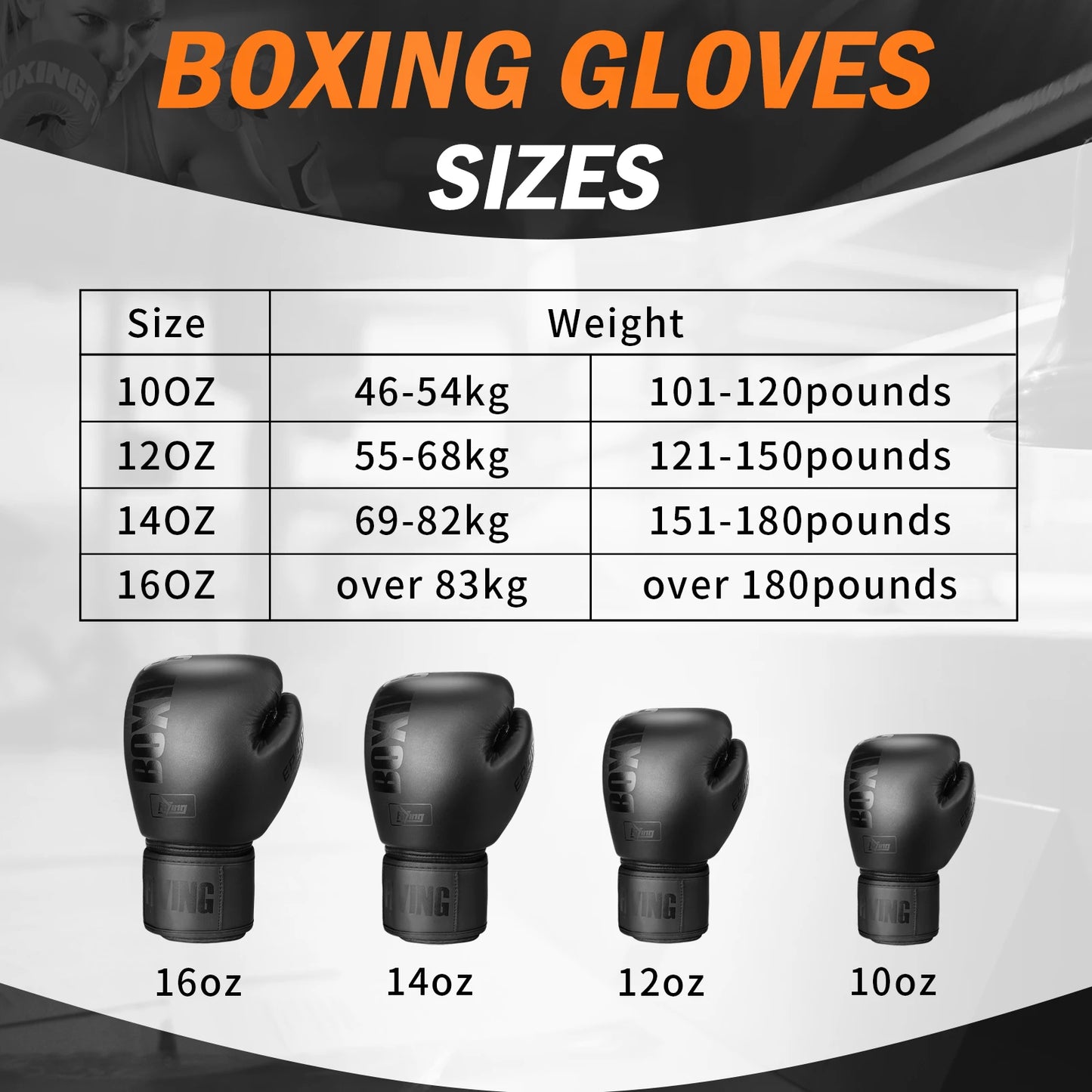 10-16oz Boxing Gloves PU Leather