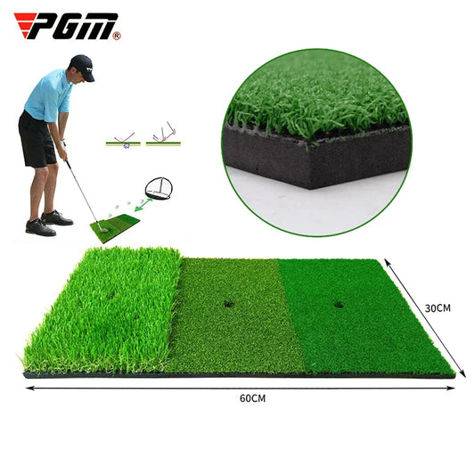 PGM Golf Hitting Mat 3 Grasses with Rubber Tee Hole Golf Training Aids Indoor Outdoor Tri-Turf Golf Hitting Grass Golfer Mats