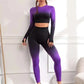 Women Yoga 2 Pieces Workout Outfits Seamless High Waist Leggings Sports Crop Top Running Clothes Sets