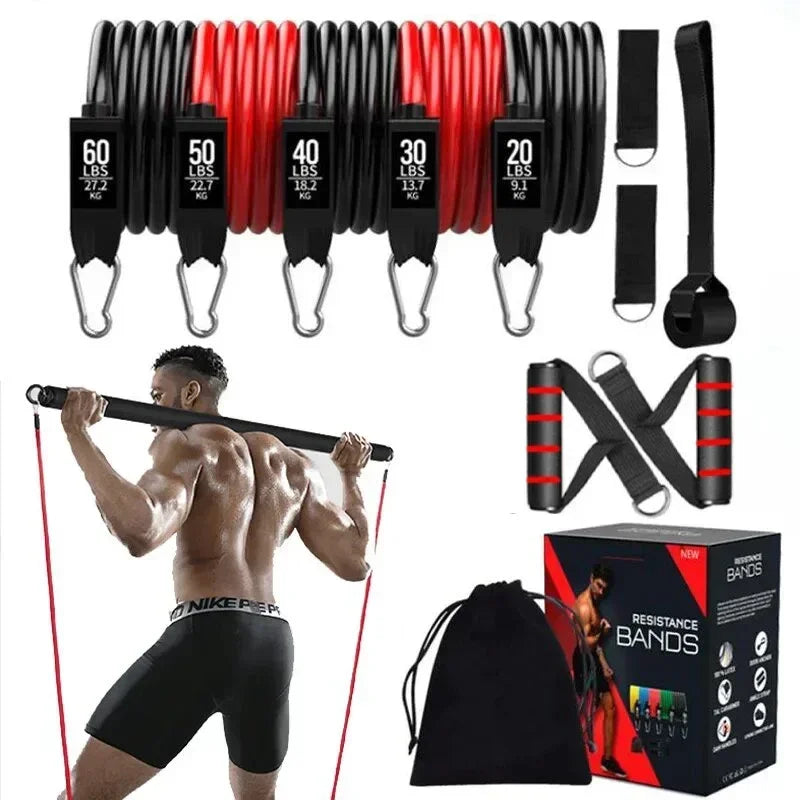 Portable Pilates Bar Kit with Resistance Bands Fitness Stick Home Gym Bodybuilding Elastic Bands Workout Bar Fitness Equipment