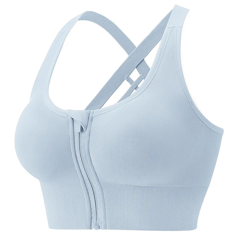 Zipper Hook Gym Bra