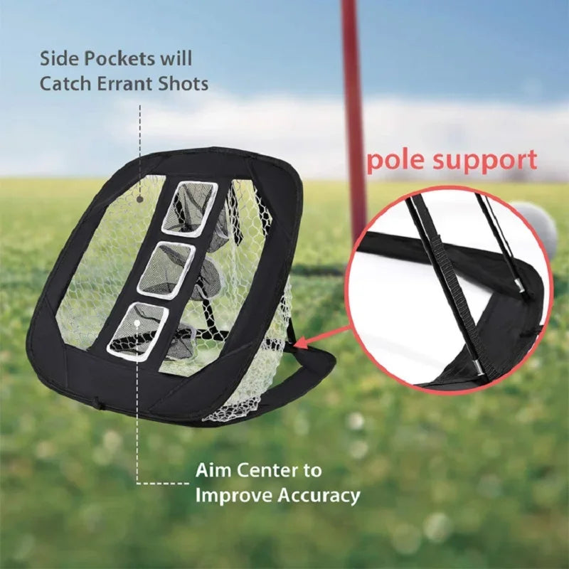 Golf Practice Chipping Net Perfect Shot Net with 5 Target Pockets + 6 PU balls